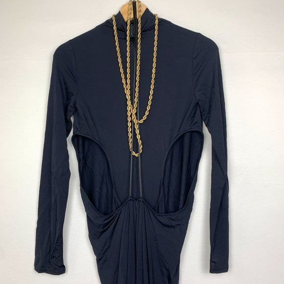 NEW Cult Gaia Genevieve Gown Cutout Long Sleeve Maxi Dress Black Gold XS - Picture 7 of 13